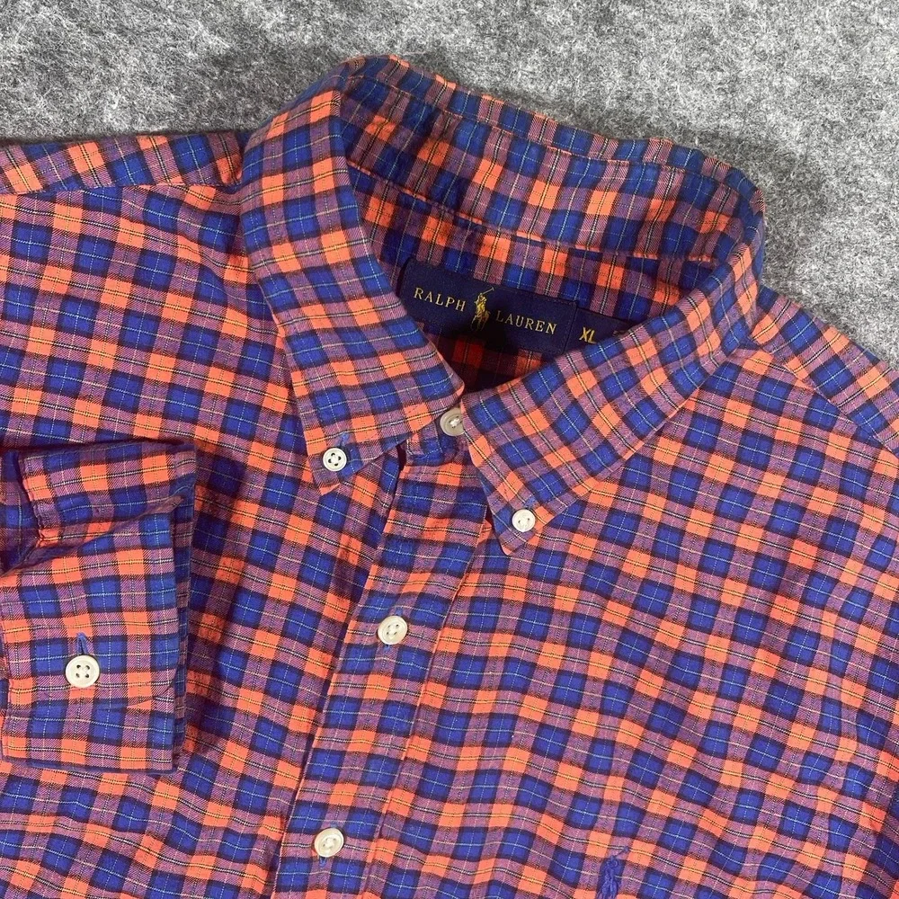 Polo Ralph Lauren Men's Red Plaid Long Sleeve Button-Down Shirt, X-large